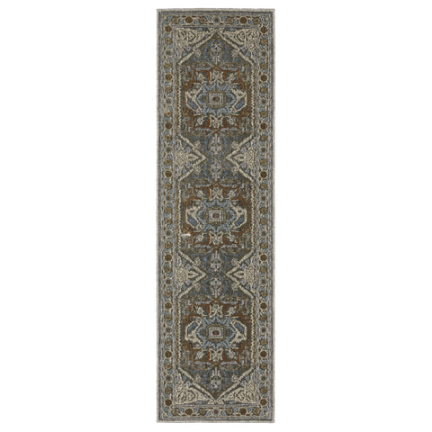 Oriental Weavers Ellington Area Rug - ELL05-2'3" x 7'6" - in Blue/Multi - Vintage Inspired, Stain Resistant, Family and Pet Friendly, Entryway, Hallway Runner Rug