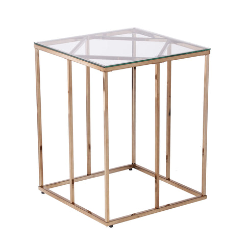 Nicholance Contemporary End Table w/ Glass Top