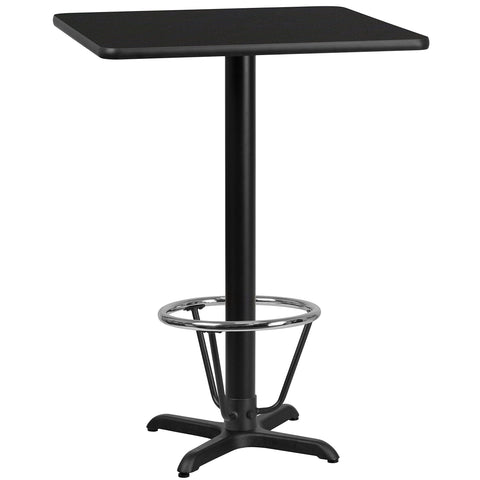 Flash Furniture Stiles 30'' Square Natural Laminate Table Top with 22'' x 22'' Bar Height Table Base and Foot Ring