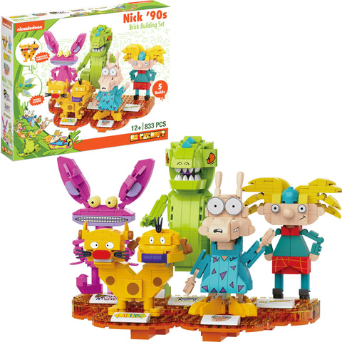Brickcraft Nickelodeon 90s Brick Building Set 833-Piece Kit to Build Reptar, Arnold, Catdog, Ickis, Rocko Posable Figures for Display & Play Retro Holiday for Kids & Collectors Ages 12+
