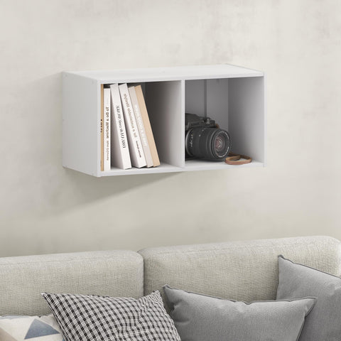 Furinno FANO 2-Cube Floating Shelves for Wall, Standing Bookshelf, Horizontal or Vertical, for Living Room, Study Room, White