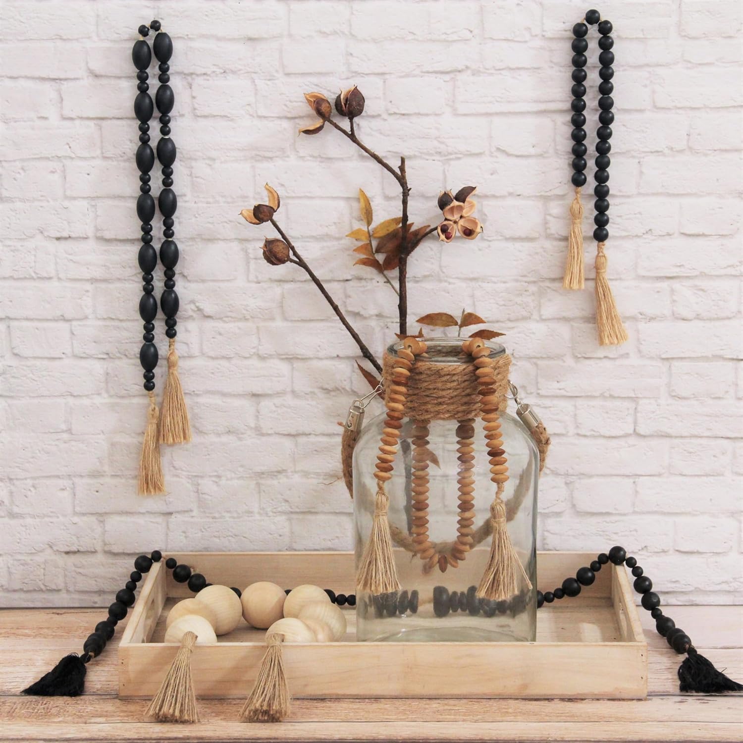 Akaida Wooden Abacus Styled Bead Tassel Decor