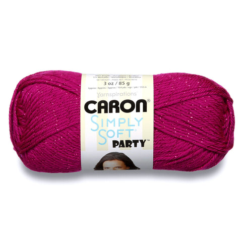 Caron Simply Soft Party Yarn, 3 oz, Medium Worsted 4 Gauge, - Fuchsia - For Crochet, Knitting & Crafting