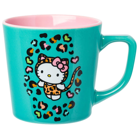 Silver Buffalo Sanrio Hello Kitty Leopard Wide Latte Ceramic Mug, 17 Ounces