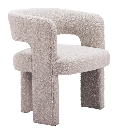 Zuo Java Accent Chair Sandy Beige, Beige Accent Chair, Modern Style, Shearling Style Fabric, Shearling Style Fabric, Plywood, Indoor Living, 27.2" W x 25.2" D x 31.1" H, Non-Stackable