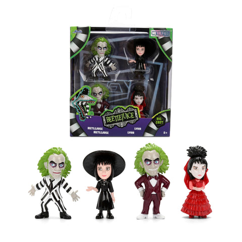 Jada Beetlejuice Metalfigs 4-Pack Movie Collectible Figures 2.5-Inch Scale – Beetlejuice, Lydia, Wedding Variants Toys