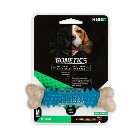 Hero | Bonetics Dental Bone | Dog Bones | Puppy Bones | Designed for Medium Dogs Up to 45 lbs (Mint Flavor)