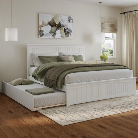 AFI, Nantucket King Platform Bed with Matching Footboard and Twin XL Trundle, White