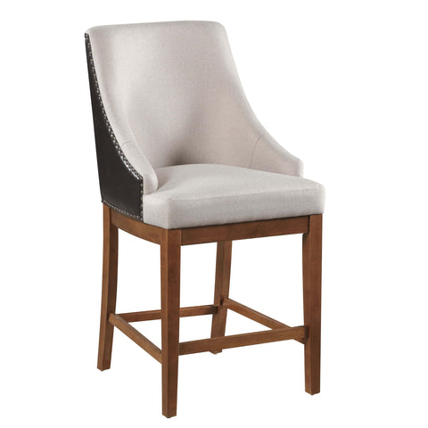 Acme Gilsea Wood/Fabric/Leather Counter Height Chair in Brown (Set of 2)