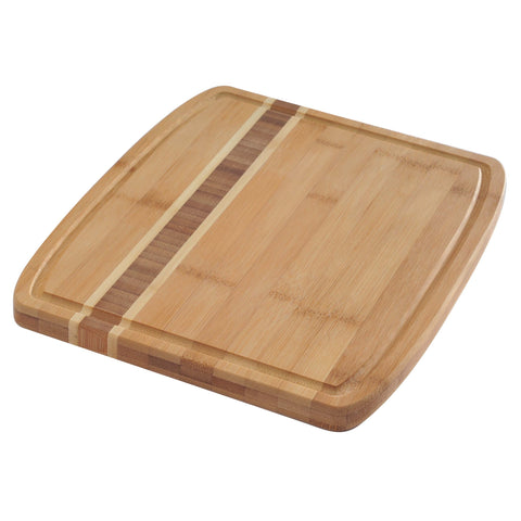 Norpro 12x10-Inch Bamboo Cutting Board with Juice Catching Groove, Brown (7637)