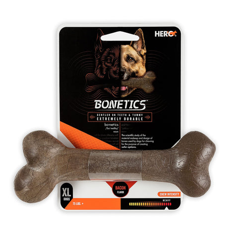 Hero - Bonetics Femur Bone - Dog Bones - Puppy Bones - Designed for Extra Large Dogs Up to 75 lbs (Bacon Flavor)
