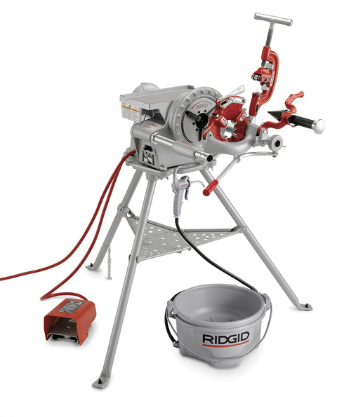 RIDGID 15722 Model 300 Power Drive Complete, 57 RPM Pipe Threading Machine with 1/2-Inch to 2-Inch Universal Alloy Threading Die Heads, 1/8-Inch to 1 1/4-Inch Capacity, Oiler
