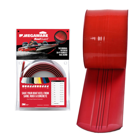 MEGAWARE KEELGUARD USA-Made, Original DIY Keel Guard, 5-Inch Wide, 4-12ft Sizes, 11 Colors, Complete Install Kit with Primer, Hull Protector, for Fiberglass and Some Aluminum Boats (RED)