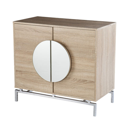 SEI Furniture Northdom w/Wine Storage Bar Cabinet, Natural/Chrome, AMZ5044111ZH