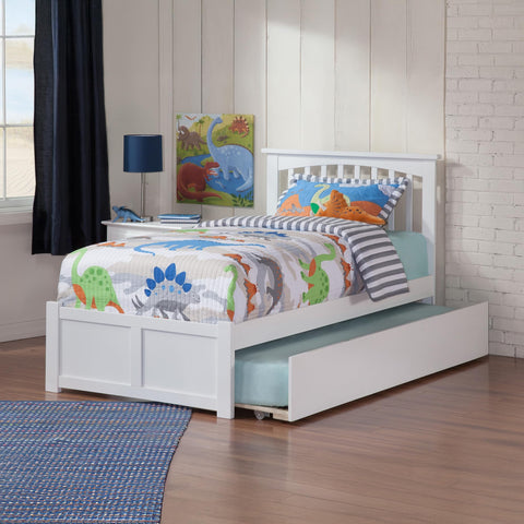 AFI, Mission Twin Platform Bed with Footboard & Twin Trundle, White