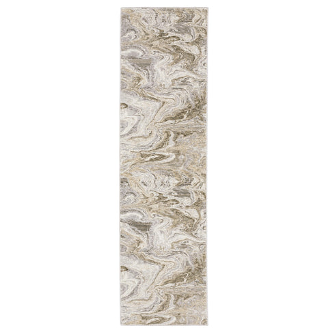Oriental Weavers Nebulous Area Rug - 530E9-2'3" x 7'6" - in Ivory/Tan - Modern Style, Stain Resistant, Family and Pet Friendly, Entryway, Hallway Runner Rug