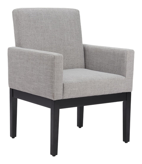 Zuo Senzil Dining Chair Gray, Gray Dining Chair, Cozy Polyester Linen Fabric, Plywood, Indoor Dining, 24.8" W x 24.4" D x 36.2" H