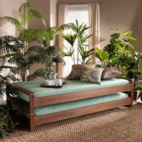 Baxton Studio Klara Walnut Finished Wood Expandable Twin to King Size Bed Frame