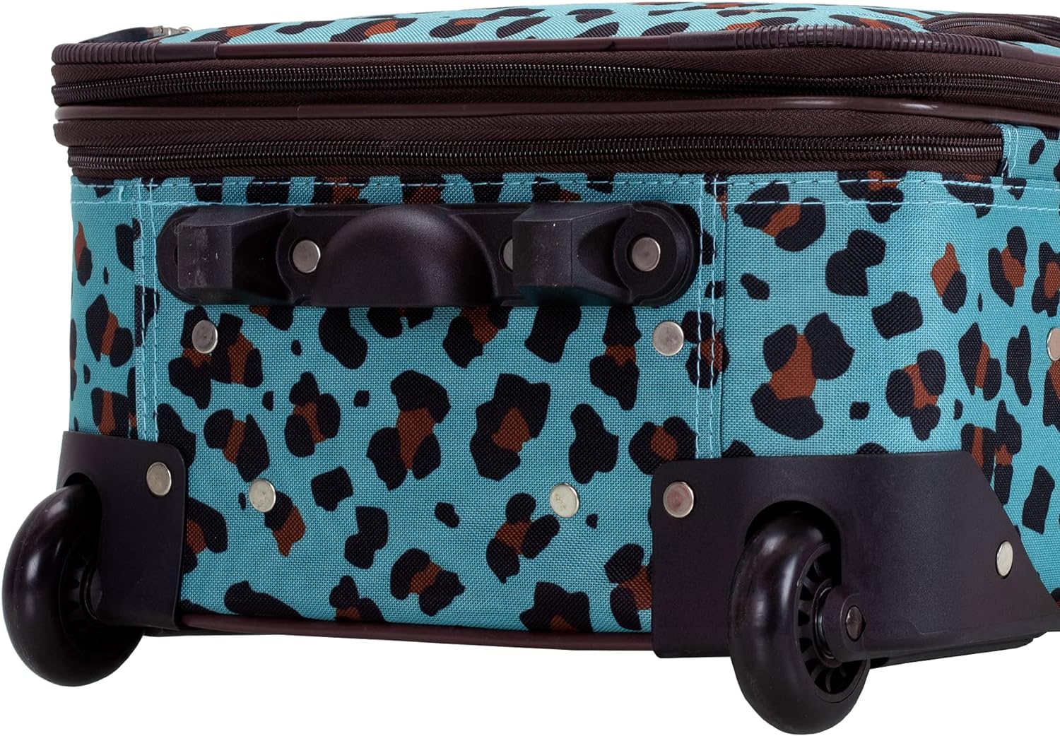 Rockland Jungle Softside Upright Luggage, Blue Leopard, 4-Piece Set (14/29/24/28)