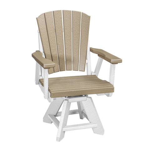 American Furniture Classics Dining Height Swivel Arm Chair in Weatherwood/White Base