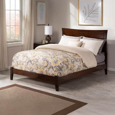 AFI, Metro Queen Size Bed with Attachable USB Charger, Walnut