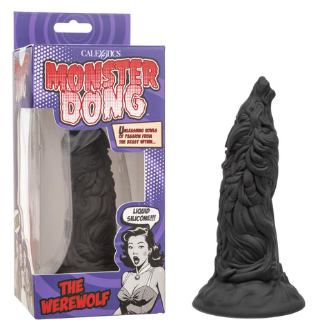 CalExotics Monster Dong The Werewolf, 6 Inch Liquid Silicone Dildo with Sturdy Suction Cup and Monstrous Design Black SE-5504-03-3