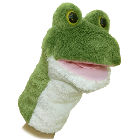 Aurora® Interactive Hand Puppet Frog Stuffed Animal - Storytelling Adventures - Playful Learning - Green 10 Inches