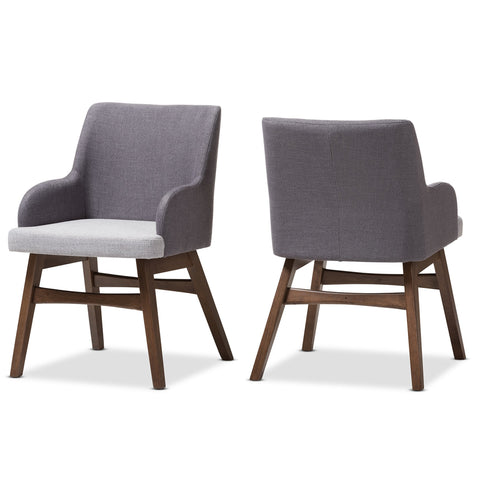 Baxton Studio Kimberly Mid-Century Modern Walnut Wood Round 5-Piece Dining Set