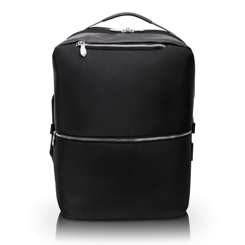 McKlein East Side 1680D Ballistic Nylon with Leather Trim 17" Nylon 2-in-1 Laptop & Tablet Convertible Travel Backpack & Cross-Body Black (78875)