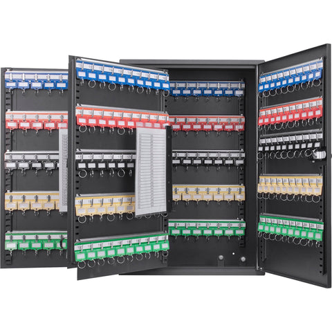 Barska 300 Position Key Lock Box – Wall Mount Key Cabinet with Numbered Hooks, Key Log Sheet, Colored Key Tags, Labeled Shelves, Solid Steel Construction – Secure Key Organizer Cabinet Key Box