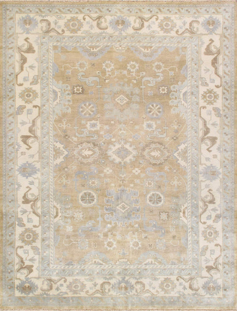 Pasargad Home Oushak Collection Hand-Knotted L. Gold Lamb's Wool Area Rug- 9' 1" X 11'11"