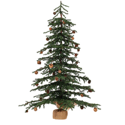 Vickerman 36" Caramel Pine Artificial Christmas Tree Unlit- Featuring 995 PVC Tips - Pine Cone Accented - Seasonal Indoor Home Decor with Decorative Burlap Base