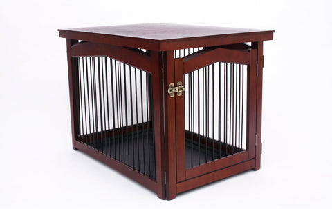 Merry Pet 2-in-1 Configurable Pet Crate and Gate, Brown, Large
