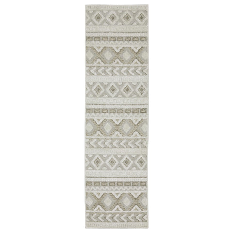 Oriental Weavers Tangier Area Rug - TAN06-2'3" x 7'6" - in Grey/Beige - Eclectic Global Style, Stain Resistant, Family and Pet Friendly, Entryway, Hallway Runner Rug