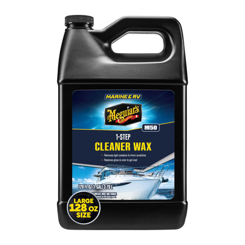 Meguiar's M5001 Marine/RV One Step Cleaner Wax, Easy-to-Use Marine Wax for Boats and RVs That Removes Light Defects, Restores Color Brilliance, and Protects the Surface, 1 Gallon Bottle