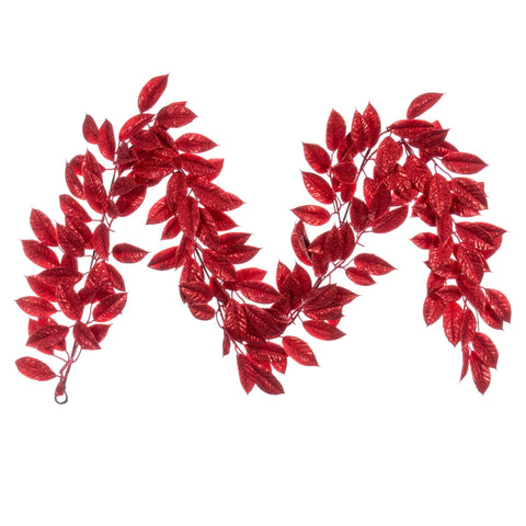 Vickerman 6' Red Artificial Gardenia Glitter Garland.