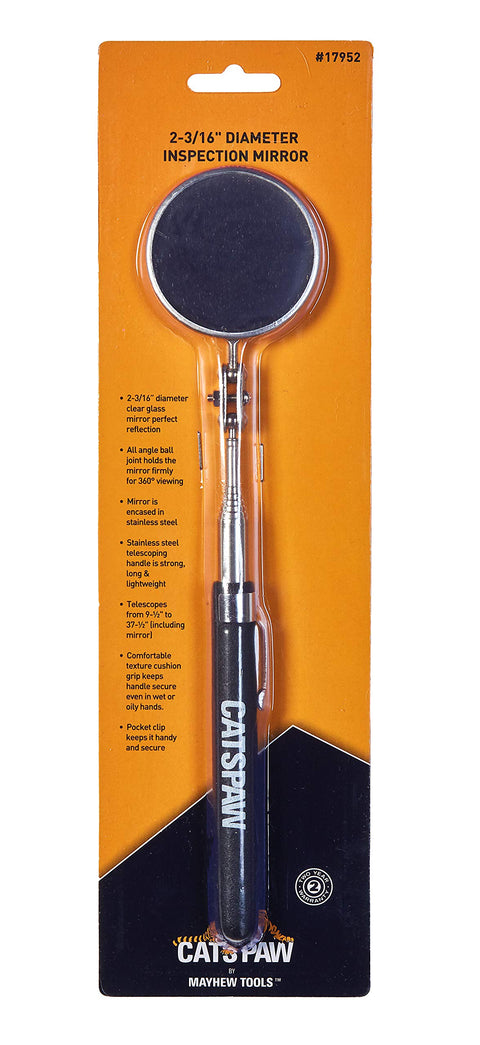 Mayhew Tools 17952 Diameter Inspection Mirror, 2-3/16", Black