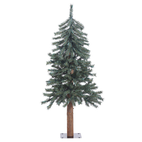 Vickerman 3' Natural Bark Alpine Artificial Christmas Tree Unlit, Faux Christmas Tree, Seasonal Indoor Home Decor - Real Wood Trunk - Flat Metal Tree Stand Included