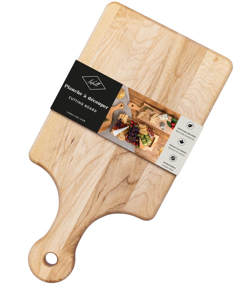 LABELL Small Canadian Maple Wooden Cutting Board with Handle, Flat Paddle Cutting Board with Handle, Multi-Purpose Charcuterie Boards with Handles for Meat, Cheese, Veggies - 7" x 14" x 0.75"