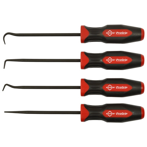 Mayhew Tools 13094 ProGrip 4-Piece Hook and Pick Set, Black Oxide