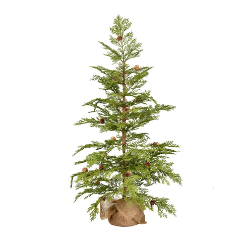 Vickerman 36" Cedar Pine Artificial Christmas Tree - Unlit - Faux Tabletop Christmas Tree - Seasonal Indoor Home Decor - Realistic Pinecone Accents - Reliable Decorative Green Tree