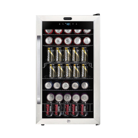 Whynter Beverage Refrigerator with Double-Layer Glass Door, 136-Can Drink Mini Fridge with Lock & Digital Control, BR-1211DS, 136 Can, Stainless Steel