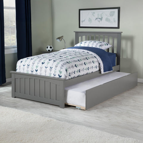 AFI, Mission Twin Platform Bed with Matching Footboard & Twin Trundle, Grey