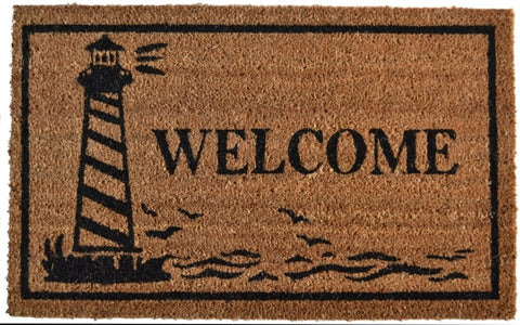 Imports Décor Vinyl Backed Coir Doormat, Guiding Light, 18 by 30-Inch,Black and Beige