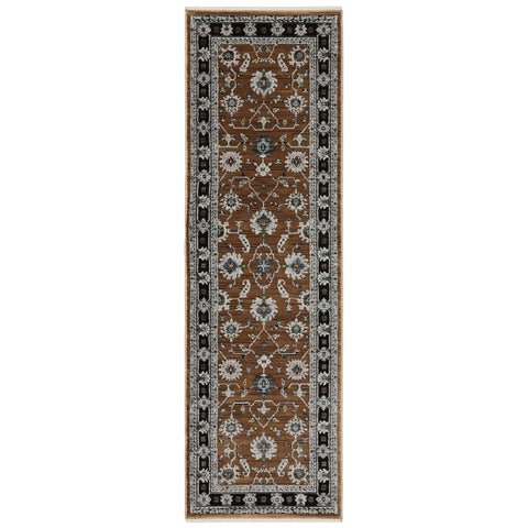 Oriental Weavers Keira Area Rug - KEI05-2'3" x 7'6" - in Rust/Grey - Vintage Inspired, Stain Resistant, Family and Pet Friendly, Entryway, Hallway Runner Rug