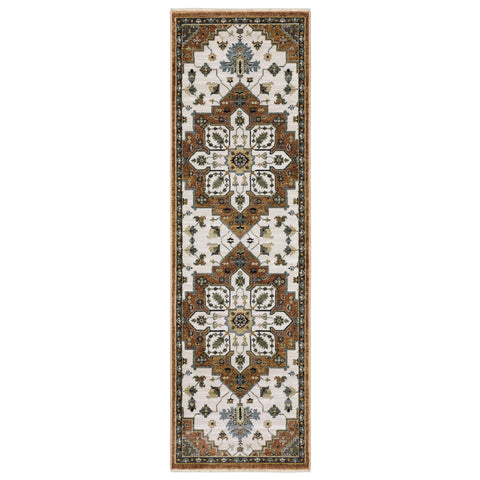 Oriental Weavers Keira Area Rug - KEI03-2'3" x 7'6" - in Rust/Ivory - Vintage Inspired, Stain Resistant, Family and Pet Friendly, Entryway, Hallway Runner Rug