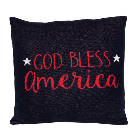 Parkland Collection God Bless America Transitional Navy Blue Throw Pillow