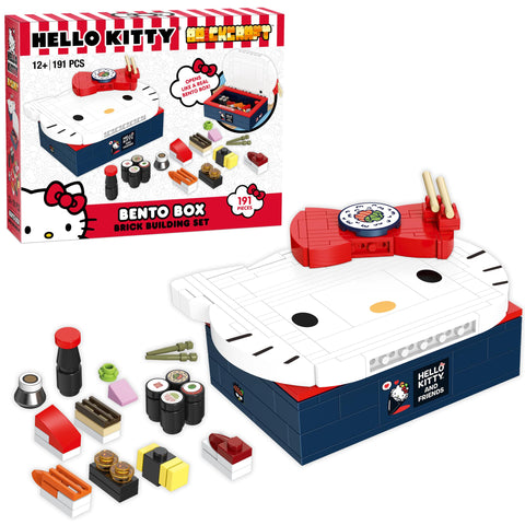 Brickcraft Officially Licensed Sanrio Hello Kitty Bento Box Building Set, 191-Piece Multicolored Brick Kit with Detailed Character Face and Mini Sushi Builds, Adorable for Fans Seasonal