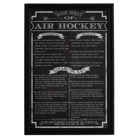 Hathaway Air Hockey Game Rules Wall Art,Black, 12.20" x 18.30"