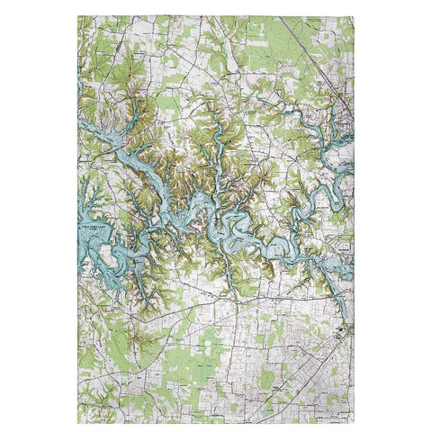 Betsy Drake GT613 Tims Ford Lake TN Nautical Map Guest Towel